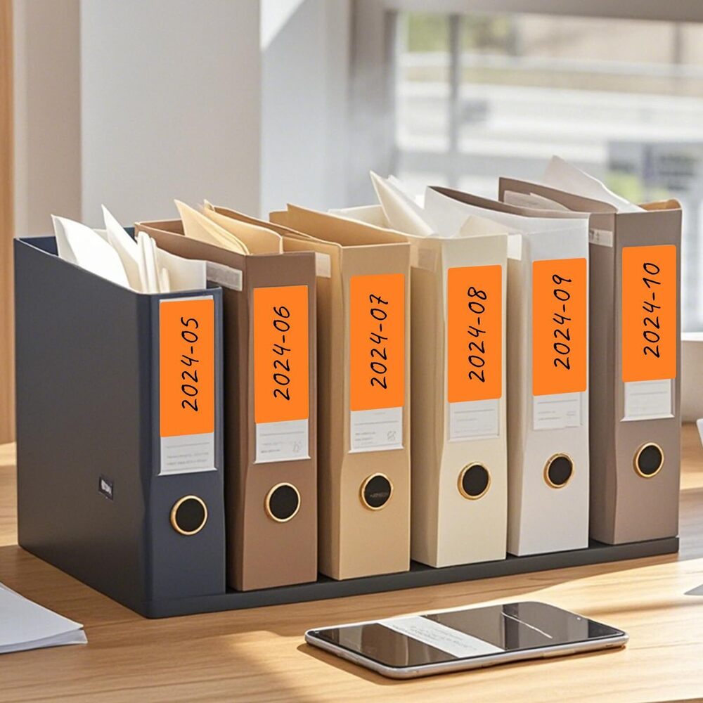 2342 Color Coding Stickers Rectangle 4×2 Inch Vinyl Orange Sticker - Picture 4 of 9